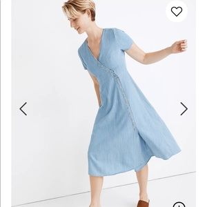Madewell Petite Button Wrap Midi Dress NWT